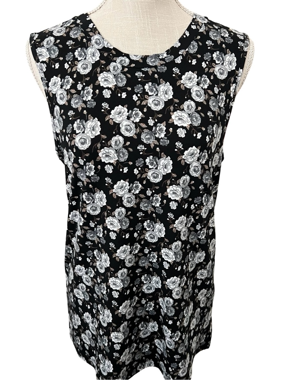 Sleeveless Black Floral Women’s Top - Classic Rose Print